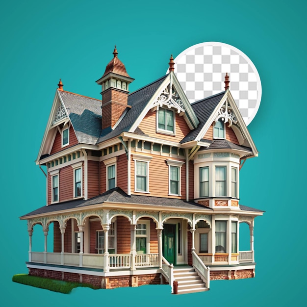 PSD house with house isolated on transparent background