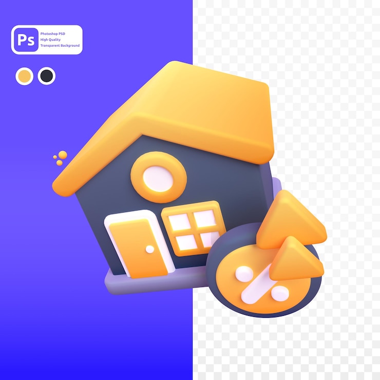 PSD house2 en rendu 3d pour la présentation web d'actifs graphiques ou autre