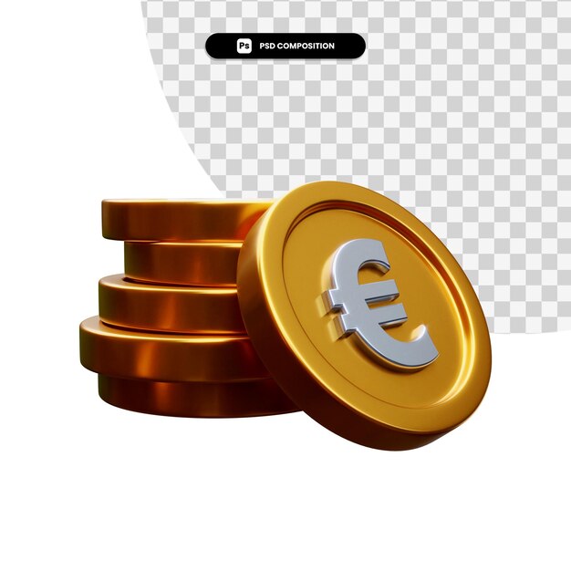 Hromada zlatých mincí ve 3D renderování, izolované