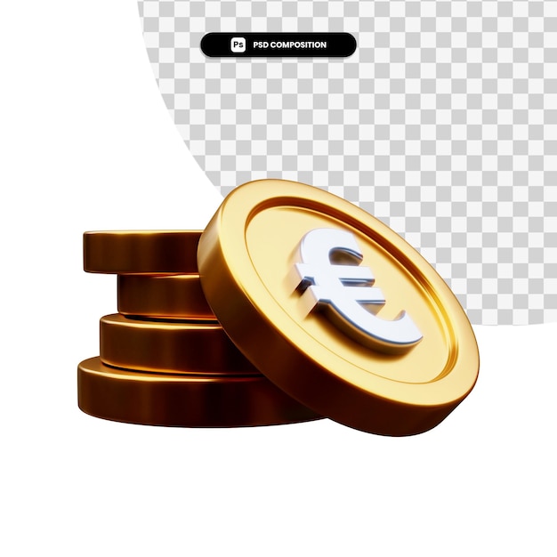 Hromada zlatých mincí ve 3D renderování, izolované