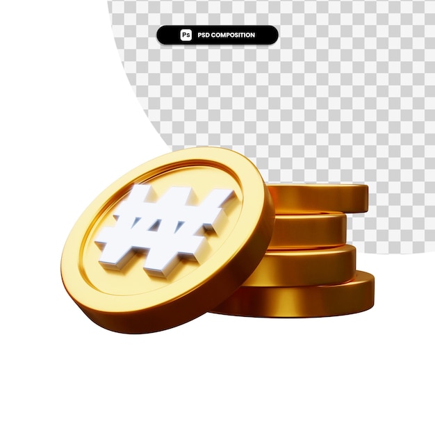 Hromada zlatých mincí ve 3D renderování, izolované