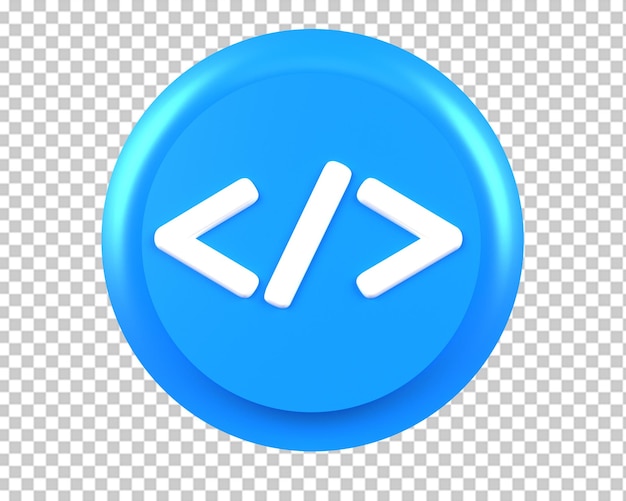 html code blue button icon 3d render