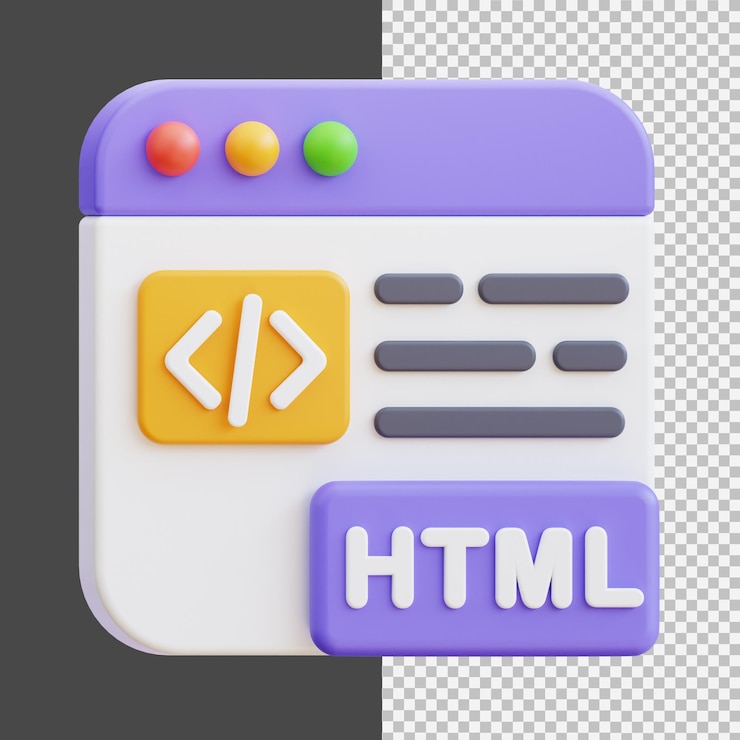 PSD html code icon 3d render