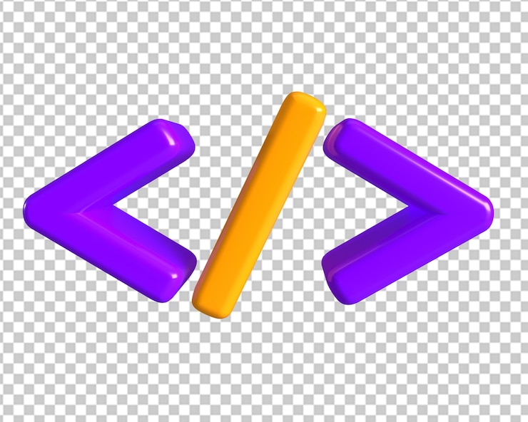 PSD html, código, icono, 3d, render