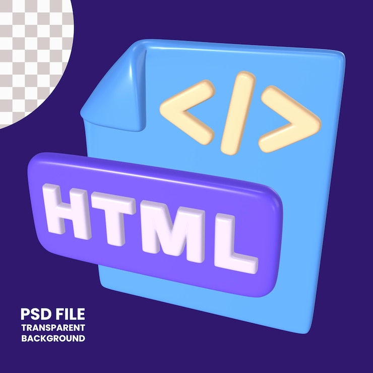 PSD html file 3d illustration icon