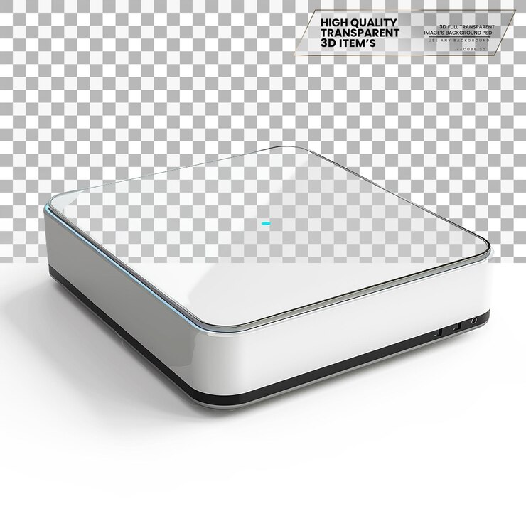 PSD hub doméstico inteligente un dispositivo utilizado para conectar y controlar dispositivos inteligentes en un fondo transparente