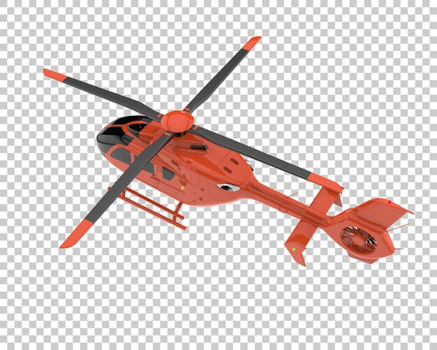 Hubschrauber auf transparentem Hintergrund. 3D-Rendering - Abbildung