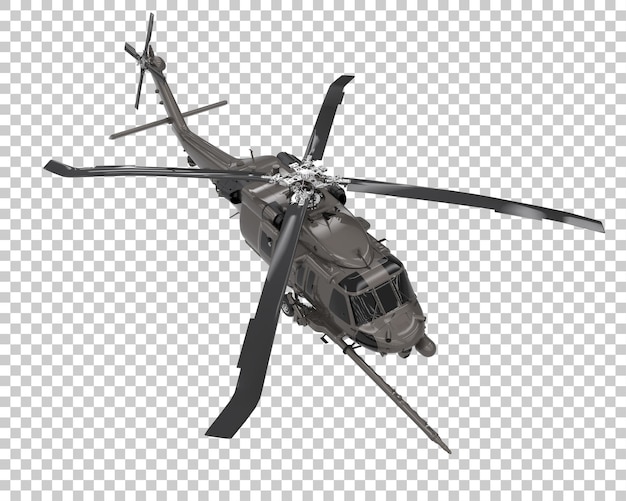 Hubschrauber auf transparentem Hintergrund. 3D-Rendering - Abbildung