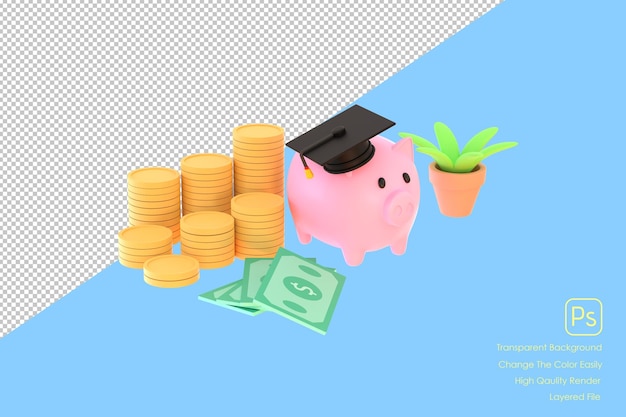 Hucha 3D con gorra de graduación recaudando fondos para la educación