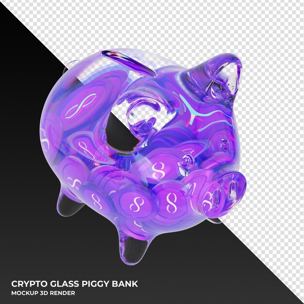 Hucha de cristal SingularityNET AGIX con ilustración 3d de monedas criptográficas