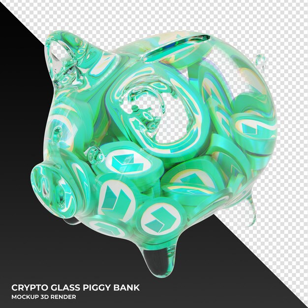Hucha Neo NEO Glass con monedas criptográficas ilustración 3d