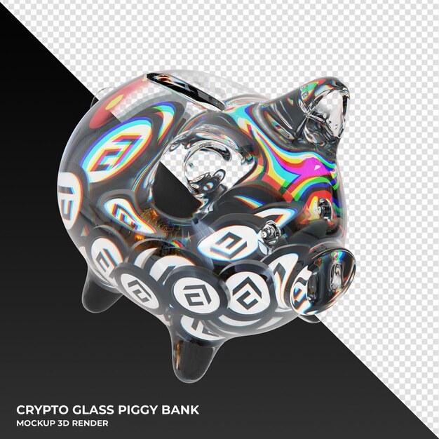 Hucha de vidrio Conflux CFX con ilustración 3d de monedas criptográficas