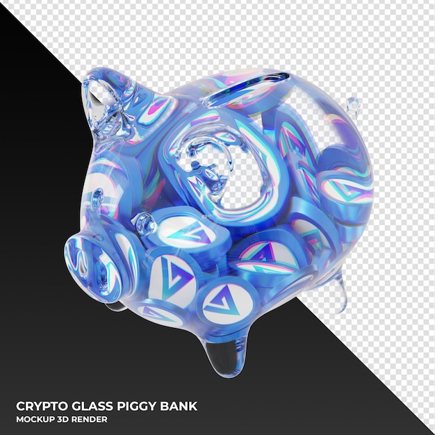 Hucha de vidrio GMX GMX con ilustración 3d de monedas criptográficas