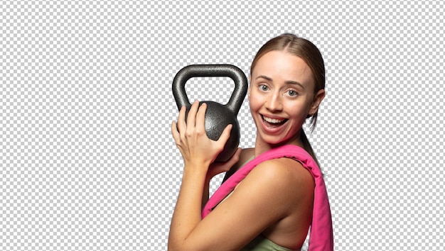 hübsche Fitness-Frau, die einen Hantel hebt