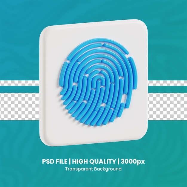 Huella dactilar 3d render de alta calidad protección y seguridad fondo transparente