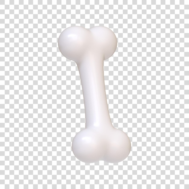 Hueso blanco aislado en un fondo blanco signo y símbolo de icono 3D vista frontal Ilustración de renderización 3D