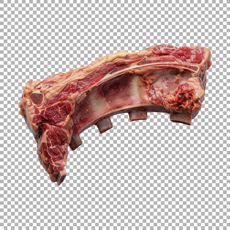 PSD hueso con carne en fondo transparente generado por ai