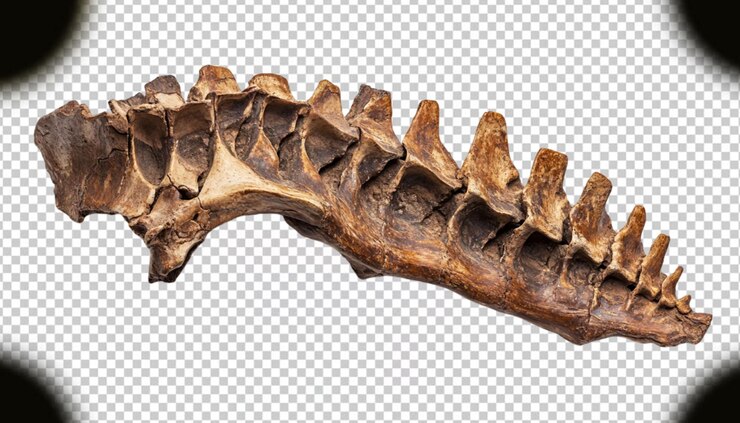 PSD hueso de dinosaurio sobre un fondo transparente