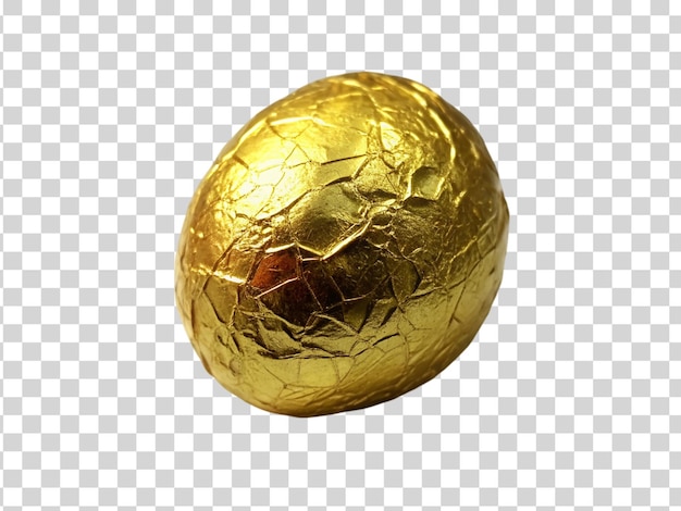 PSD huevo de chocolate envuelto en papel dorado aislado sobre un fondo transparente