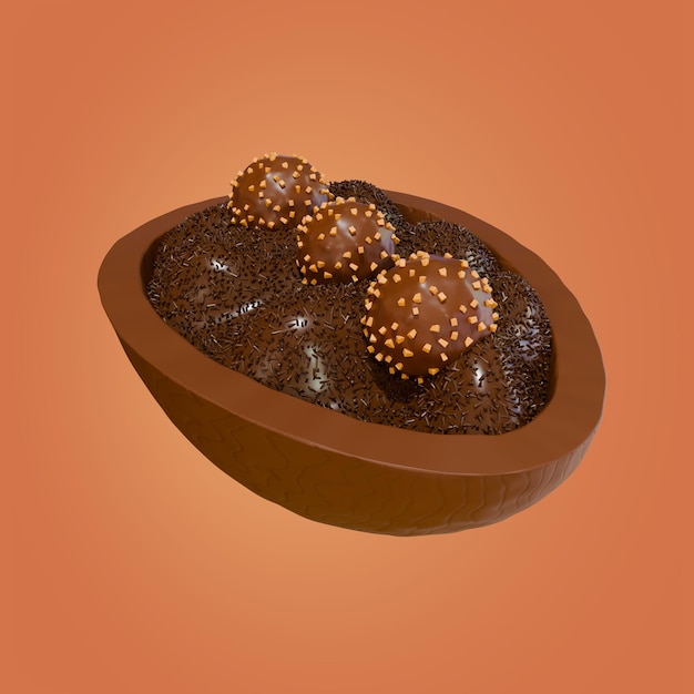 Huevo de Pascua con chocolate dentro en 3D