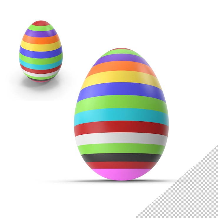 PSD huevo de pascua con rayas de arco iris