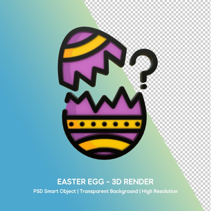 PSD huevo de pascua roto con un signo de interrogación