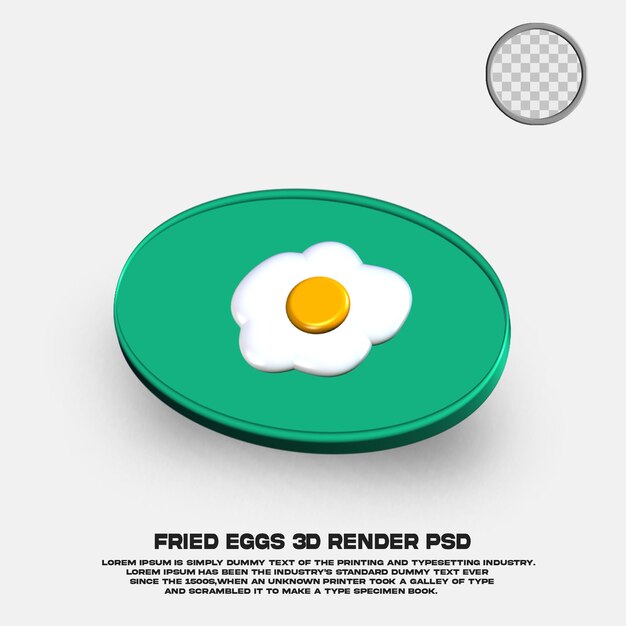 Huevos fritos ilustración 3d render