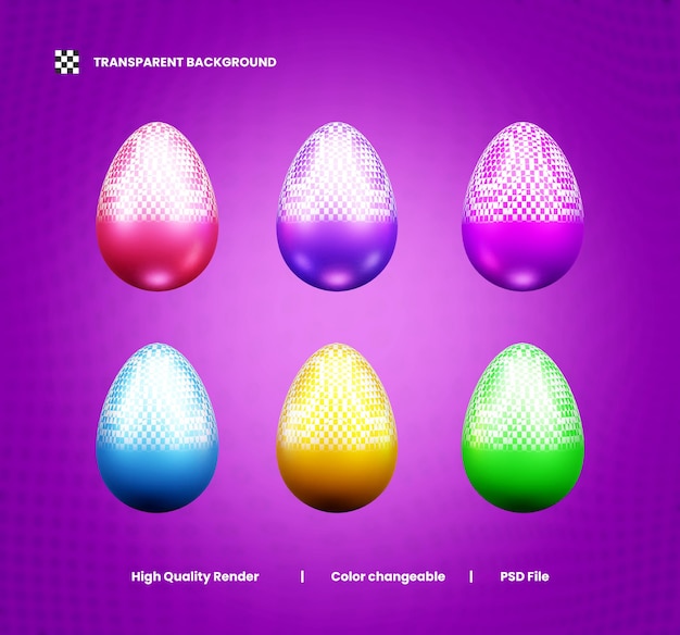 PSD huevos de pascua coloridos ilustración en 3d o huevos de pascua coloridos en 3d