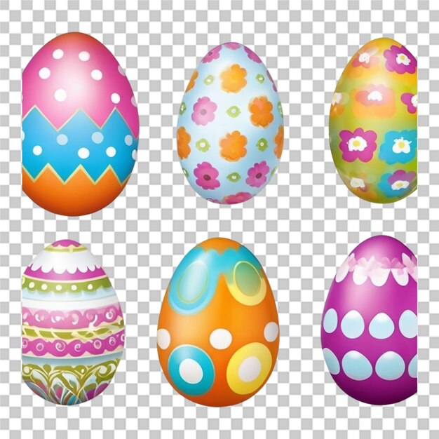 PSD huevos de pascua coloridos sobre un fondo transparente