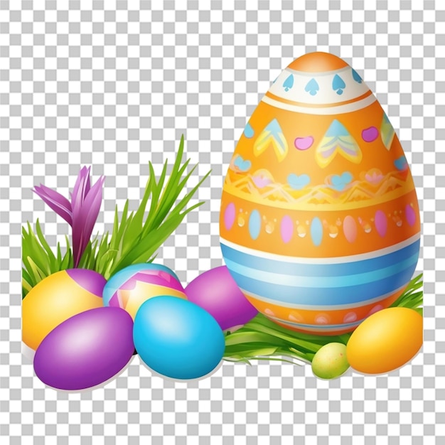 PSD huevos de pascua coloridos sobre un fondo transparente