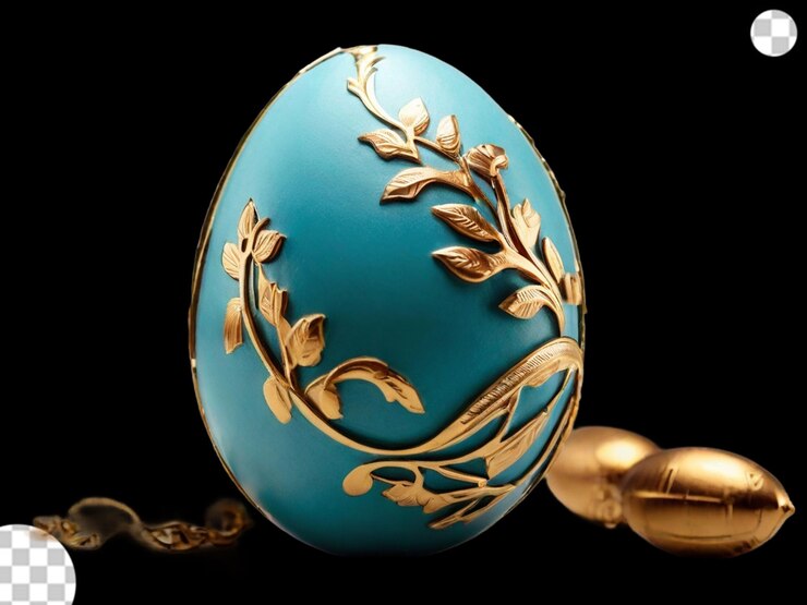 PSD huevos de pascua detalles dorados png transparente