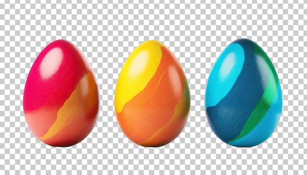 PSD huevos de pascua en fondo transparente 3d hacen el concepto de feliz pascua