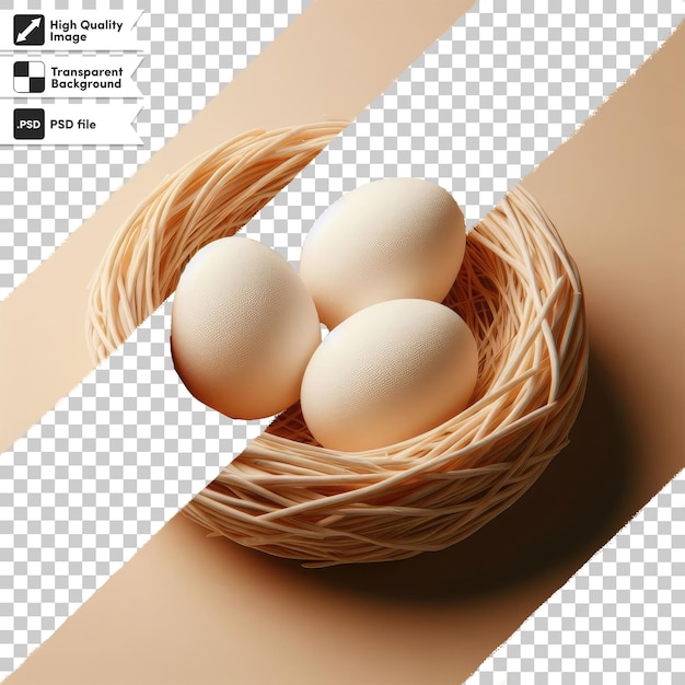 PSD huevos de psd en un nido sobre un fondo transparente