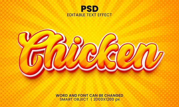 Huhn 3d bearbeitbarer photoshop-texteffektstil mit hintergrund