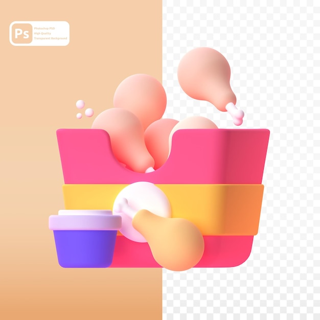 Huhn in 3d-render für grafische asset-webpräsentation oder andere