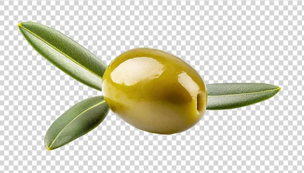 PSD huile d'olive dans une cuillère en bois avec des olives sur un fond transparent