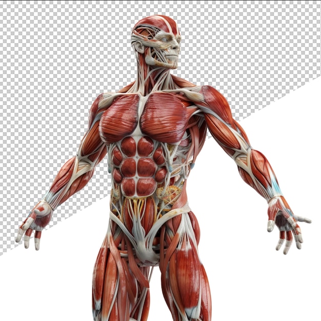 PSD a human figure with a muscular body and the muscles shown on the left