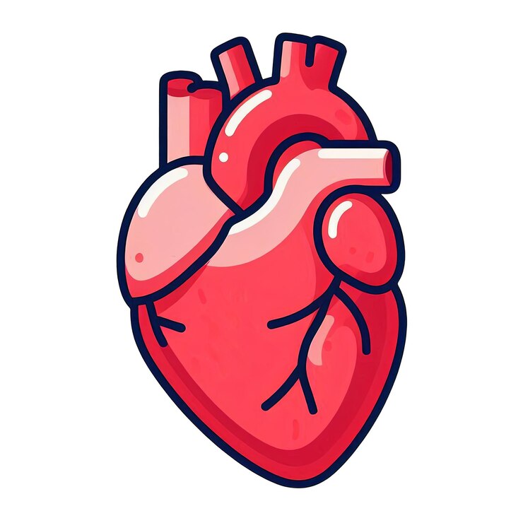 PSD human heart cartoon isolated on white background