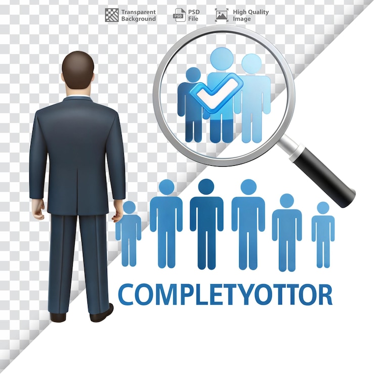 PSD human resource icon with magnifying glass