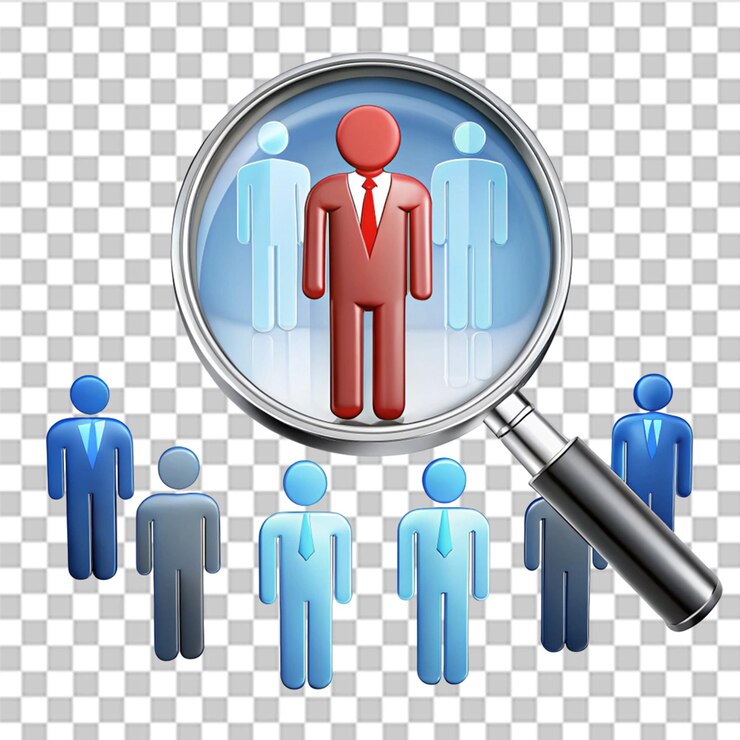 PSD human resource search isolated on transparent background