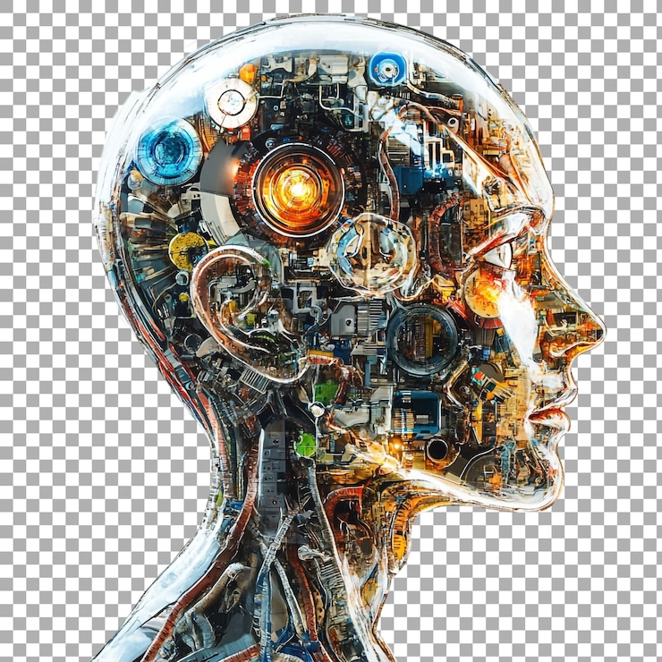 PSD humanidad y inteligencia artificial de papua nueva guinea contra un fondo transparente