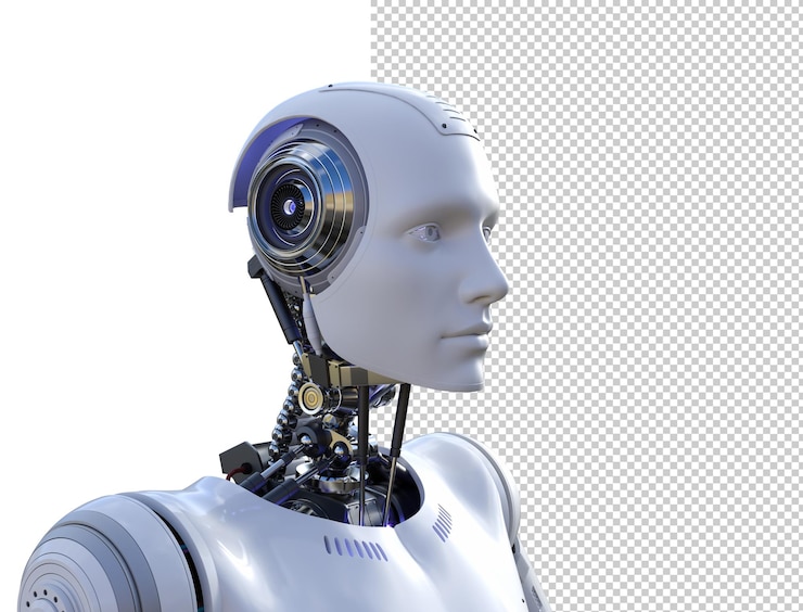 PSD humanoider männlicher roboter isoliert 3d-rendering