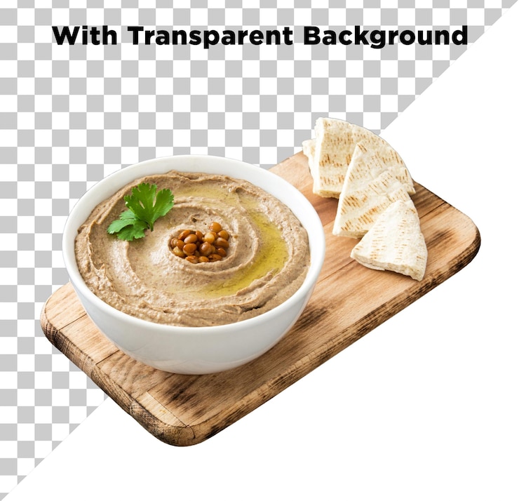 PSD hummus con pane pita foto png psd