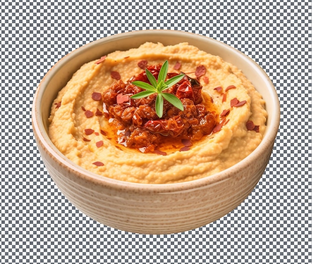 Hummus de tomate gostoso e delicioso isolado em fundo transparente