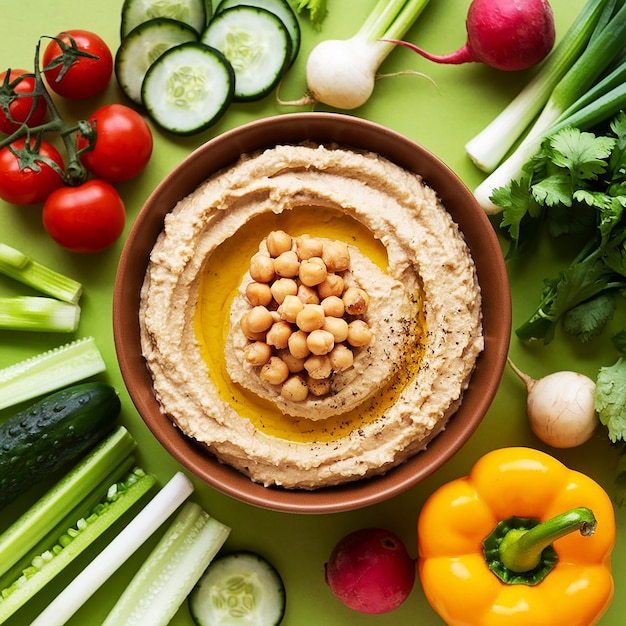 Hummus délicieux avec des légumes