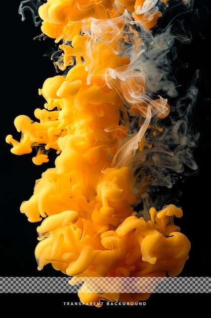 PSD humo amarillo en 3d sobre un fondo transparente