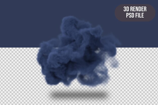 Humo azul realista 3D aislado