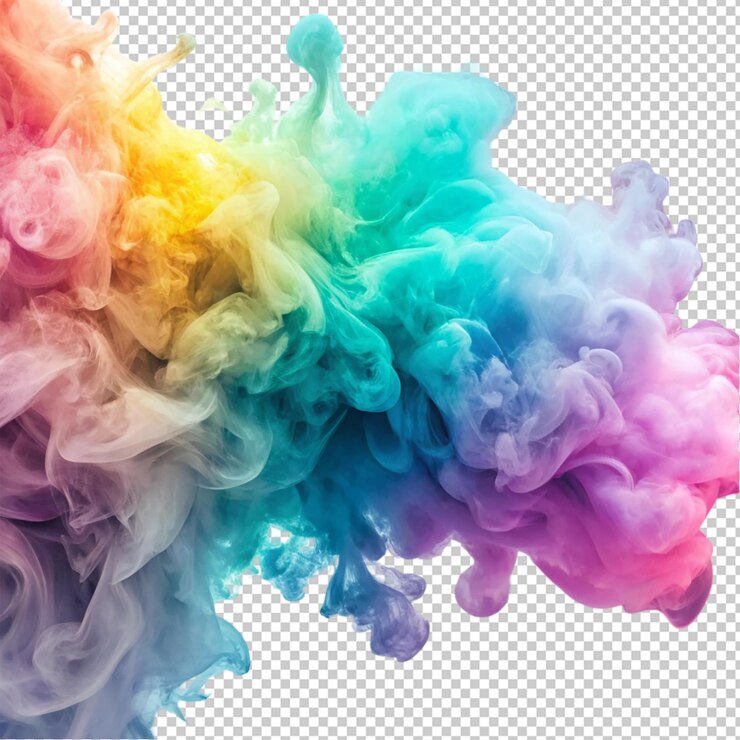 PSD humo de color pastel sobre un fondo transparente