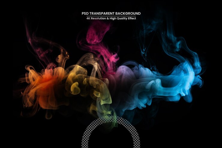 PSD humo colorido sobre fondo oscuro