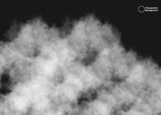 Humo o niebla realistas sobre un fondo transparente